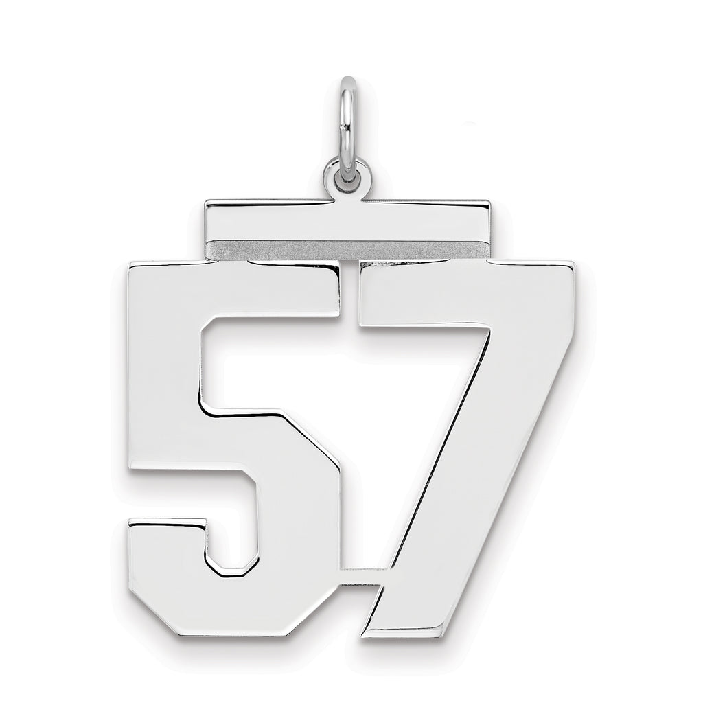 Sterling Silver/Rhodium-plated Polished Number 57 Charm