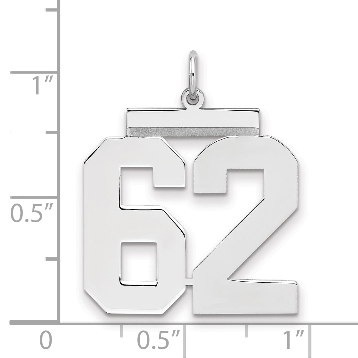Number 62 Charm in Sterling Silver, 24mm - Sophia Jewelers