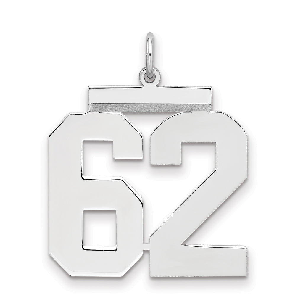 Number 62 Charm in Sterling Silver, 24mm - Sophia Jewelers