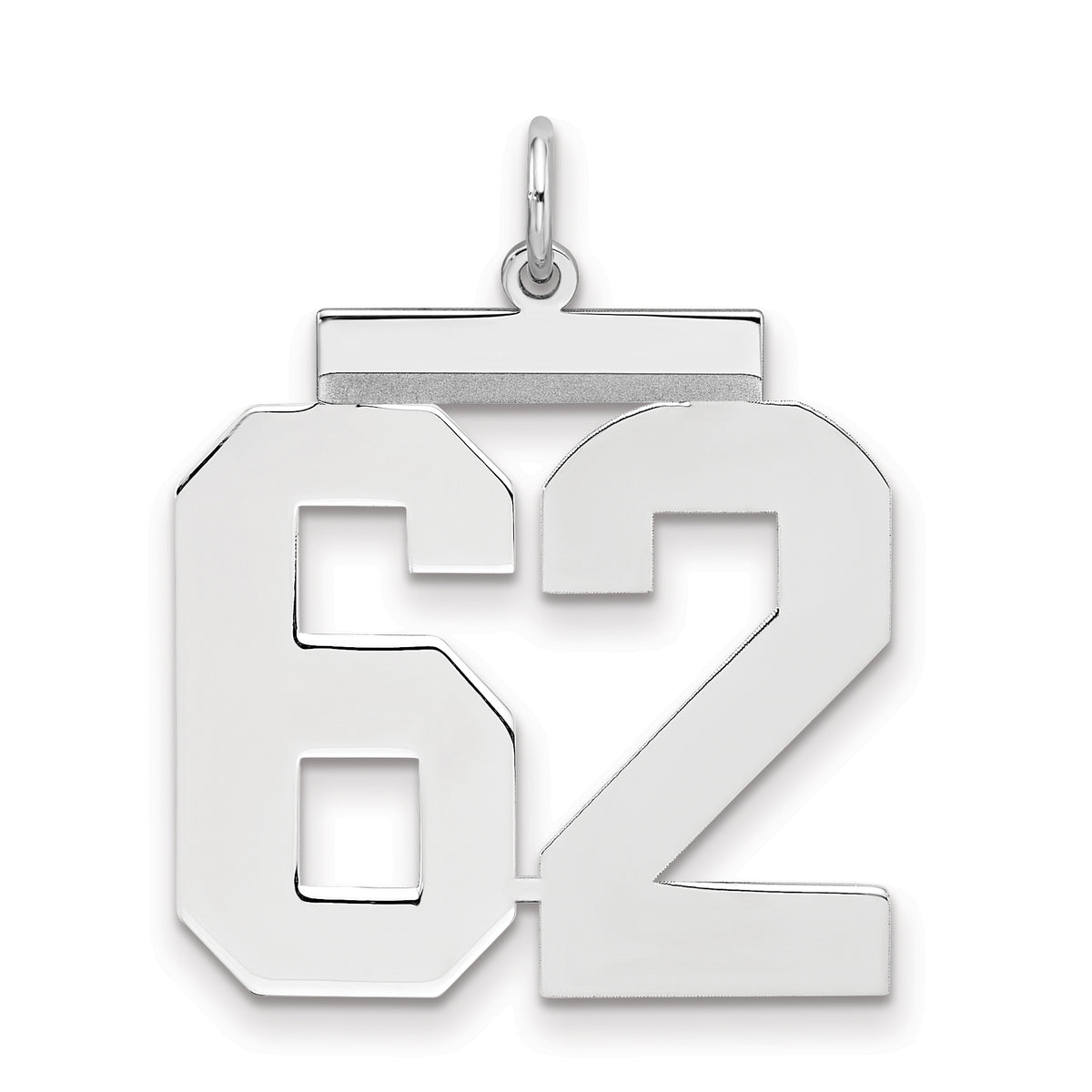 Number 62 Charm in Sterling Silver, 24mm - Sophia Jewelers