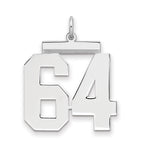 Sterling Silver/Rhodium-plated Polished Number 64 Charm