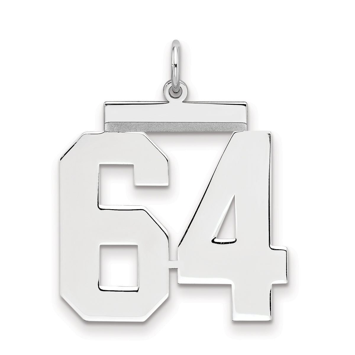 Sterling Silver/Rhodium-plated Polished Number 64 Charm