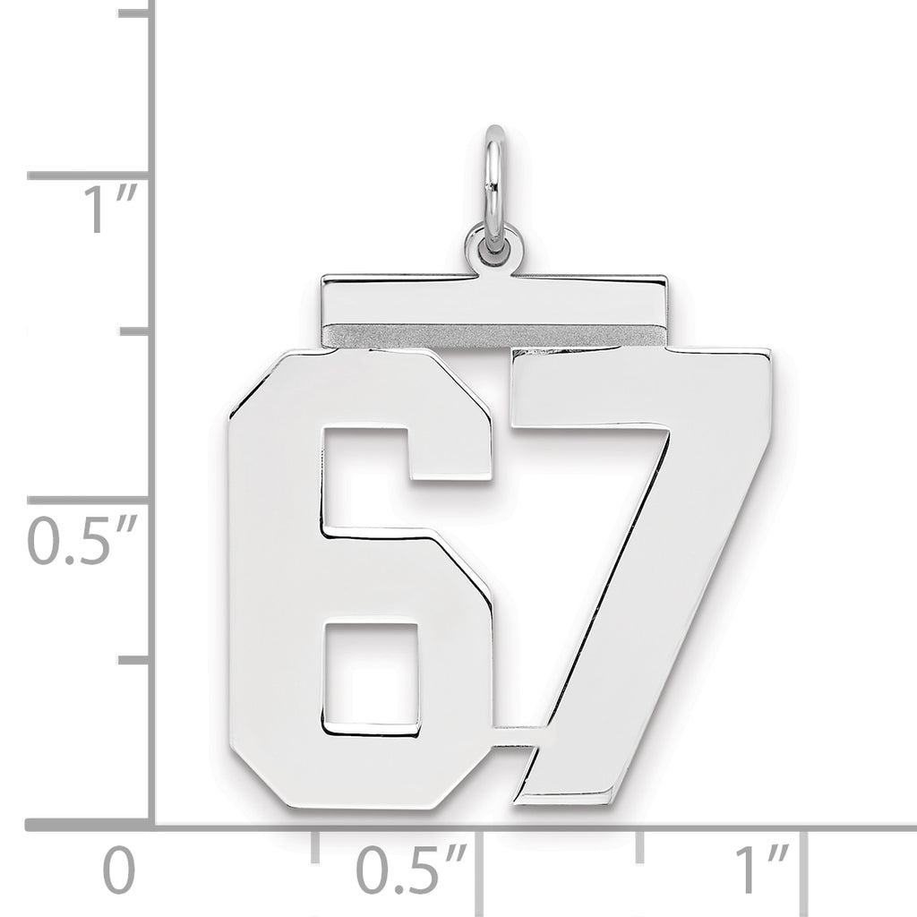 Number 67 Charm in Sterling Silver, 24mm - Sophia Jewelers