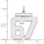 Number 67 Charm in Sterling Silver, 24mm - Sophia Jewelers
