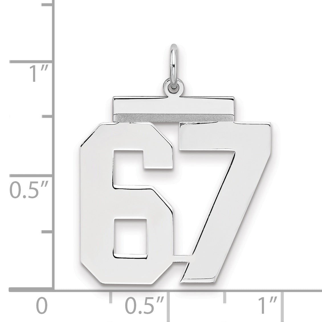 Number 67 Charm in Sterling Silver, 24mm - Sophia Jewelers