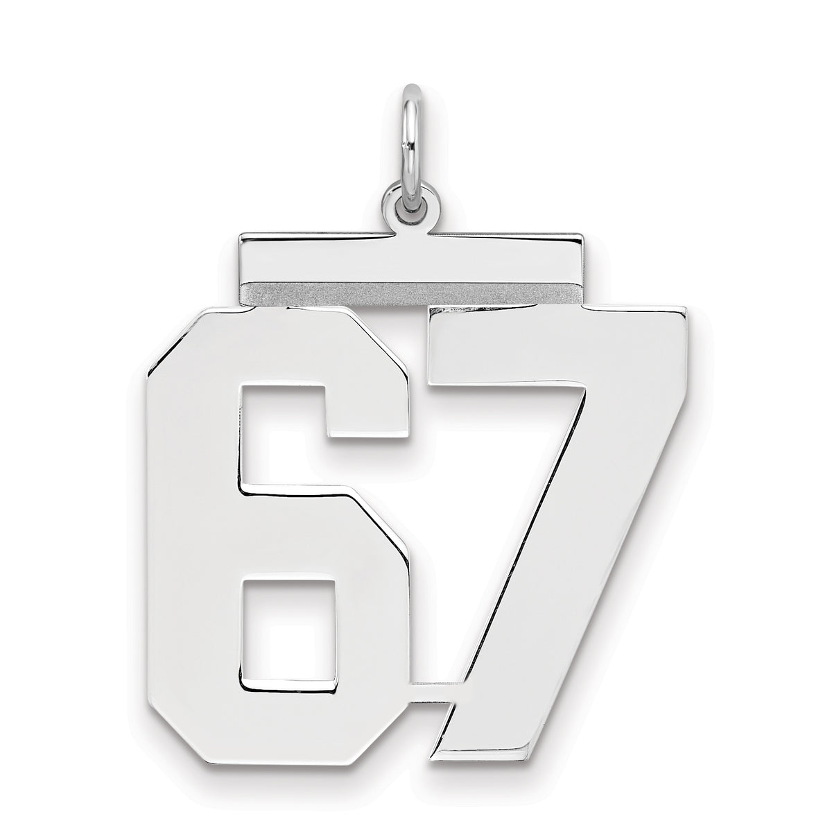Number 67 Charm in Sterling Silver, 24mm - Sophia Jewelers