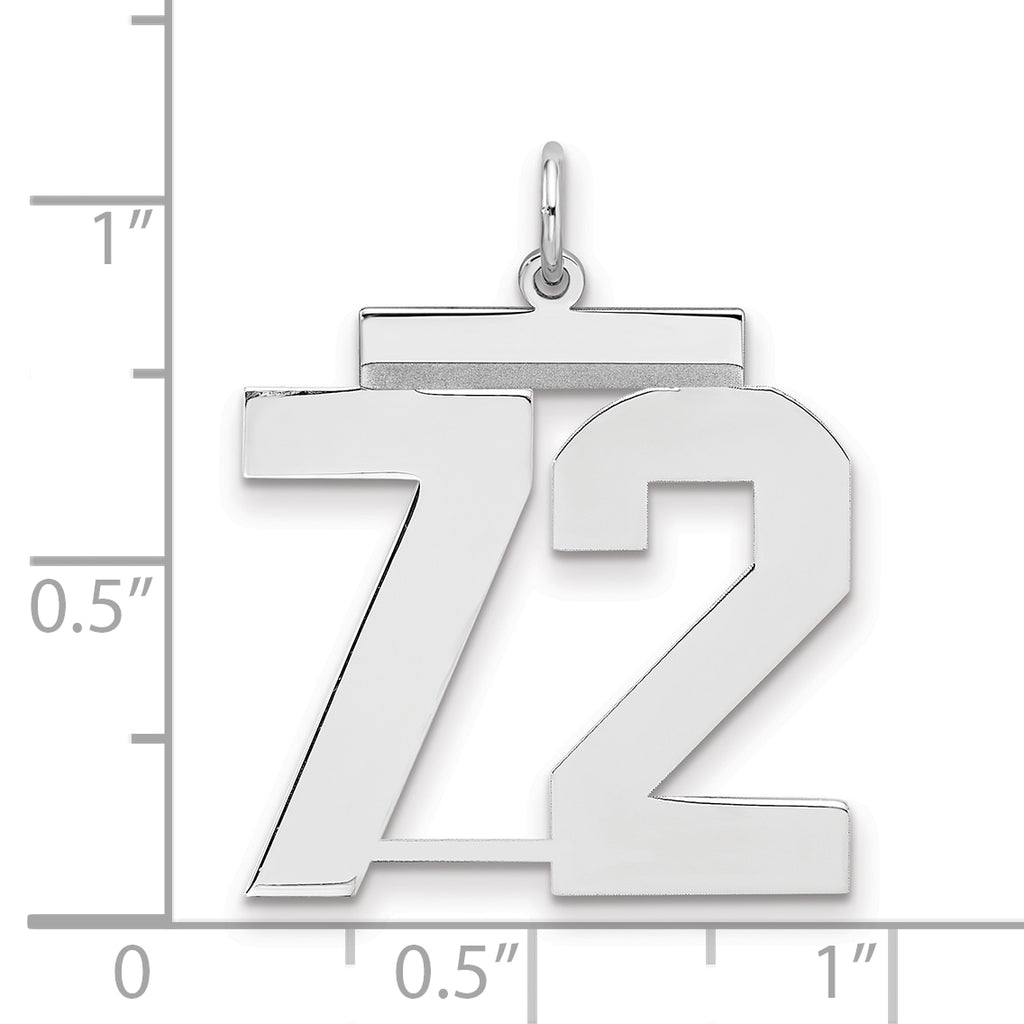 Sterling Silver/Rhodium-plated Polished Number 72 Charm