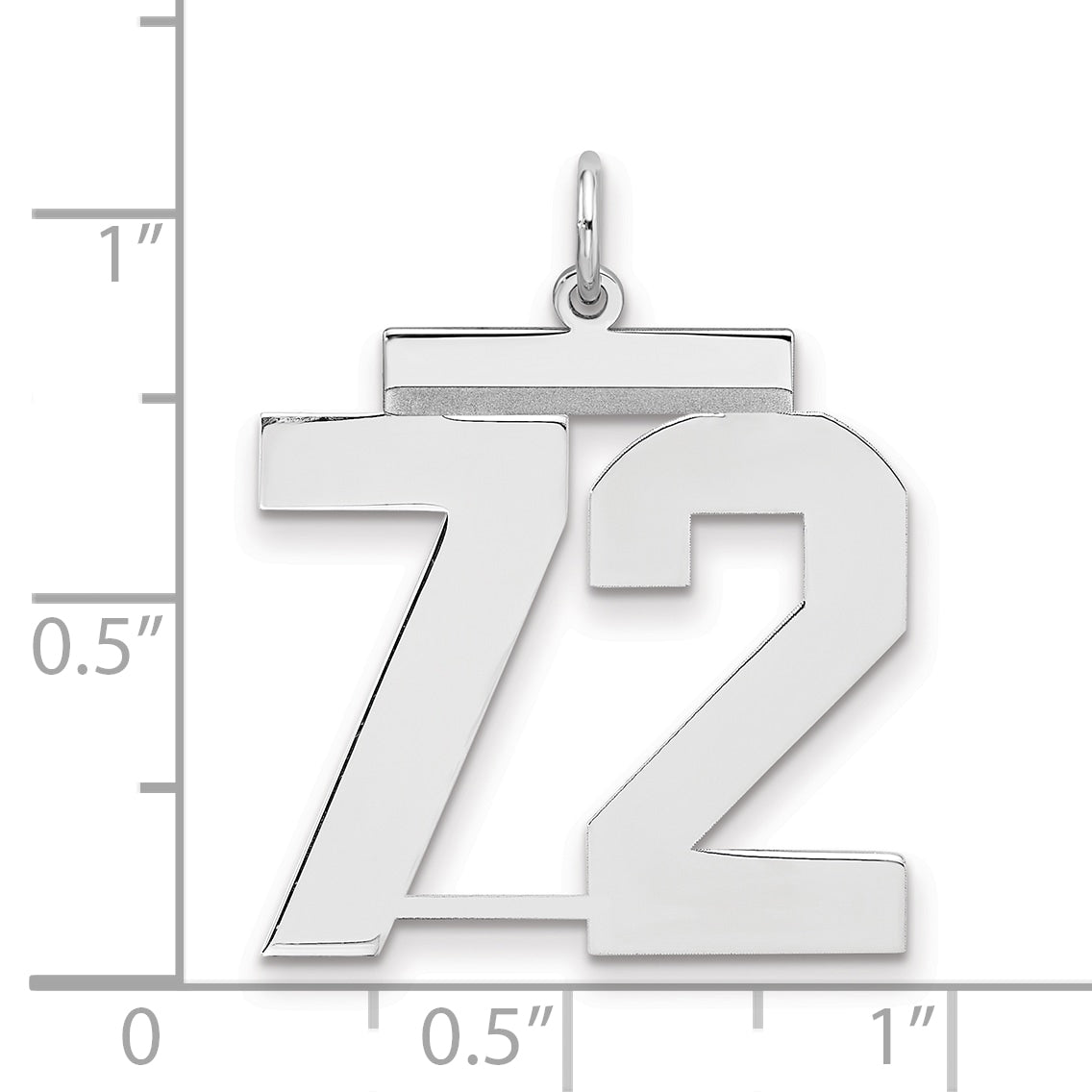Sterling Silver/Rhodium-plated Polished Number 72 Charm