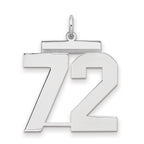 Sterling Silver/Rhodium-plated Polished Number 72 Charm