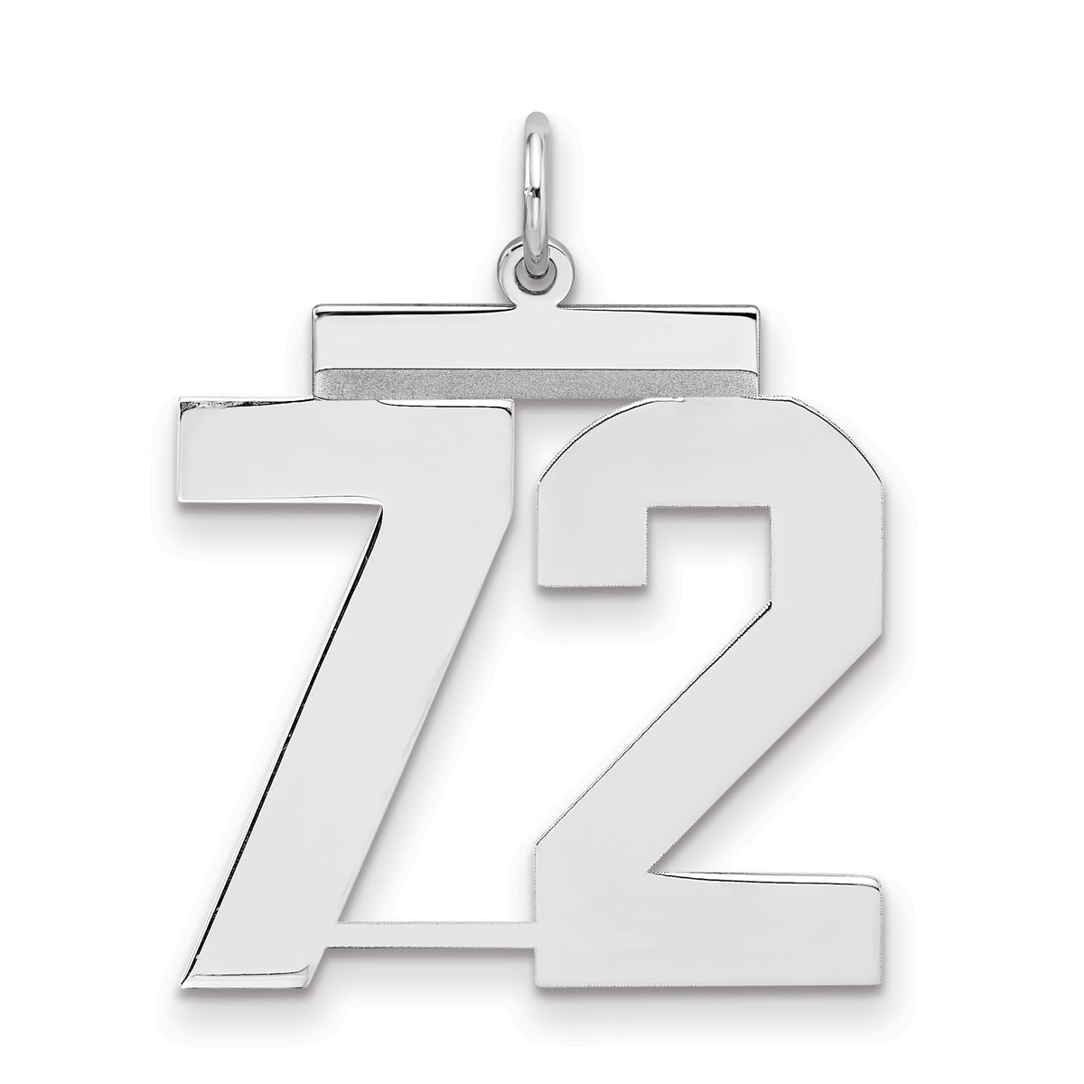 Sterling Silver/Rhodium-plated Polished Number 72 Charm