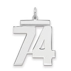 Sterling Silver/Rhodium-plated Polished Number 74 Charm
