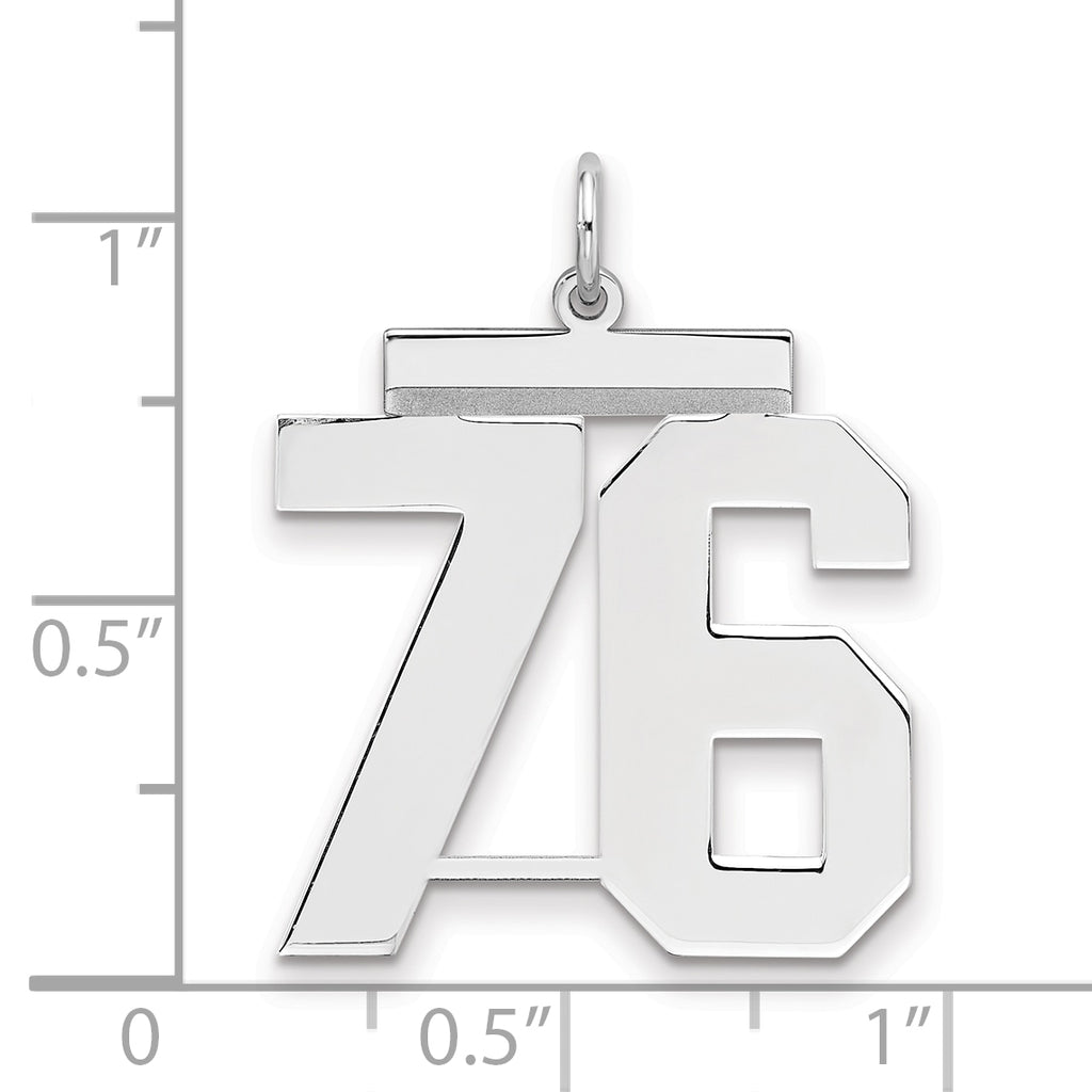 Number 76 Charm in Sterling Silver, 24mm - Sophia Jewelers