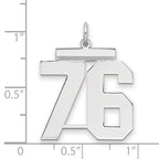 Number 76 Charm in Sterling Silver, 24mm - Sophia Jewelers