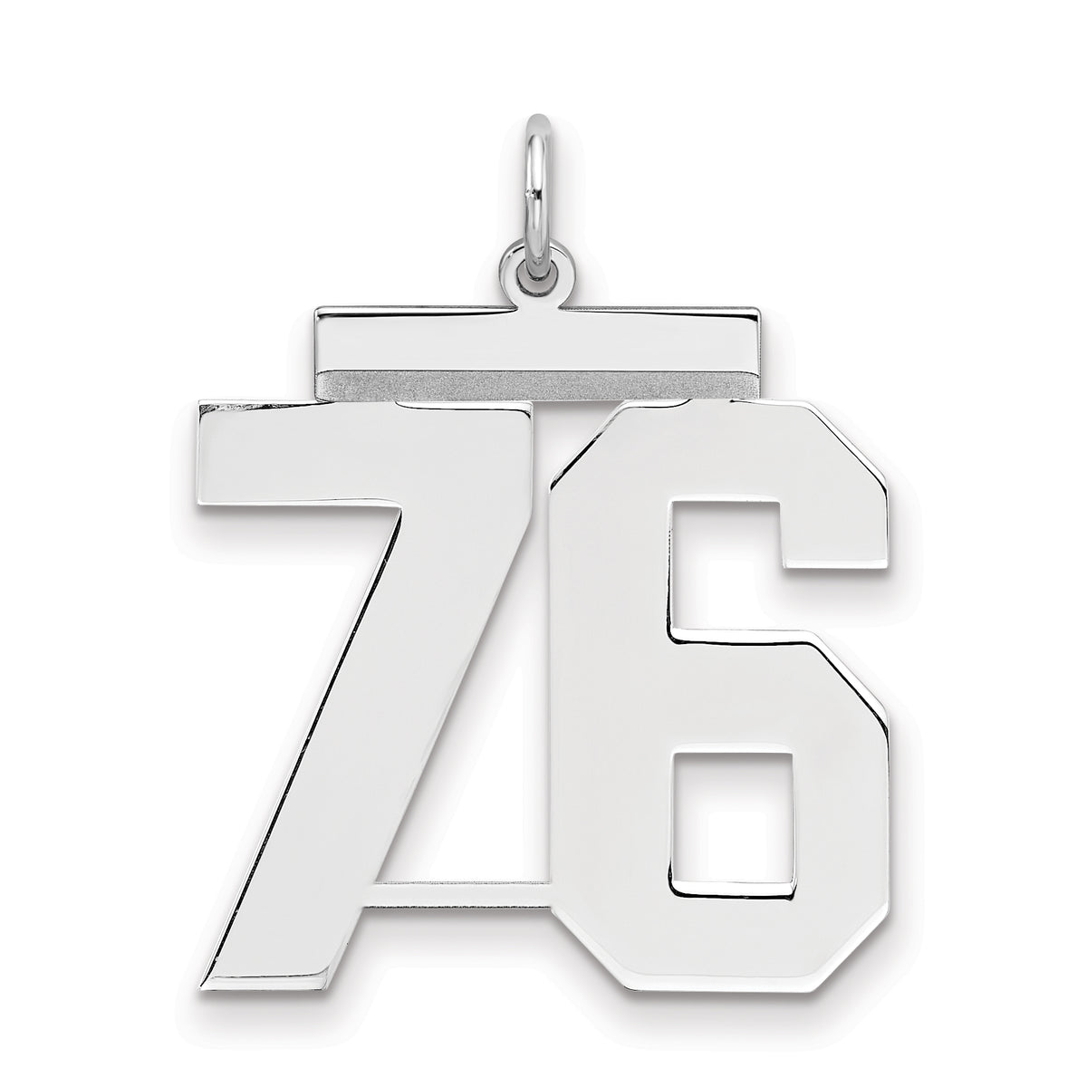 Number 76 Charm in Sterling Silver, 24mm - Sophia Jewelers