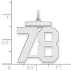 Sterling Silver/Rhodium-plated Polished Number 78 Charm