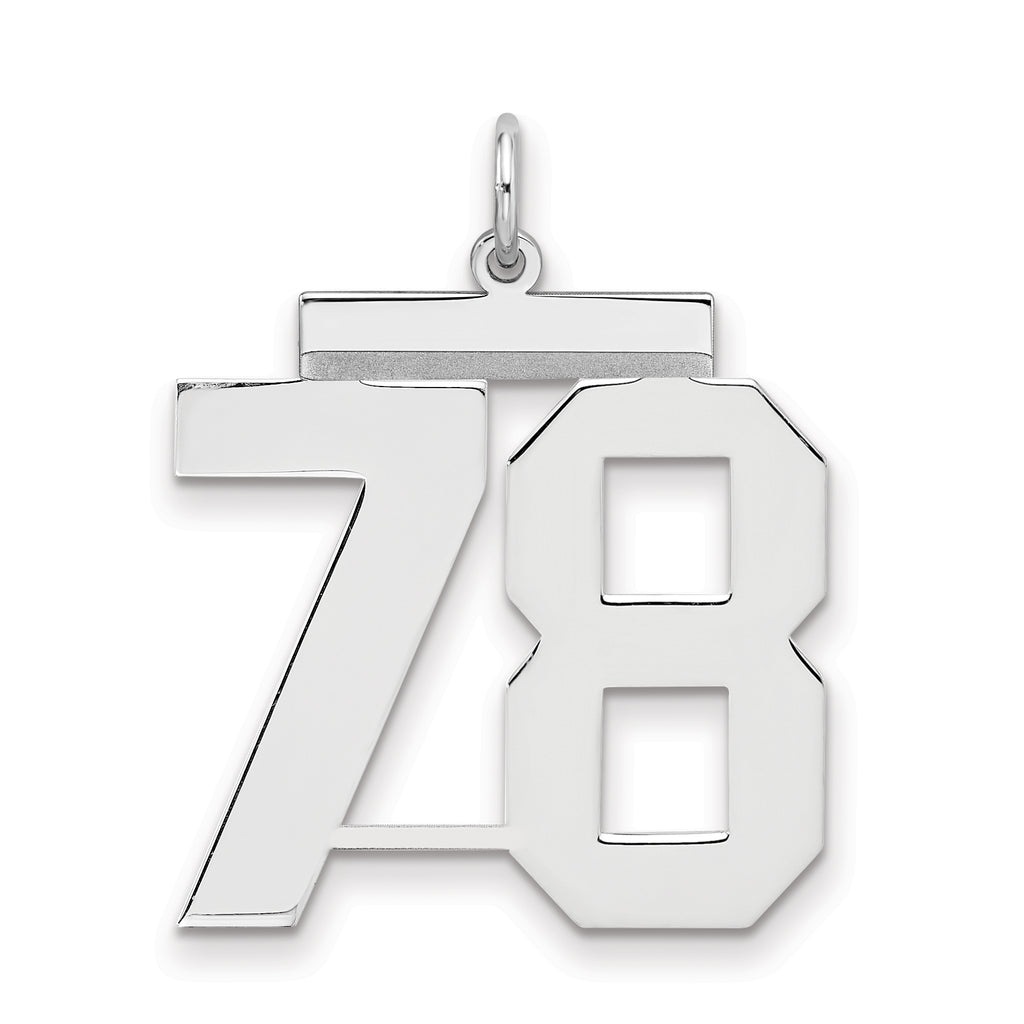 Sterling Silver/Rhodium-plated Polished Number 78 Charm