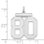 Sterling Silver/Rhodium-plated Polished Number 80 Charm