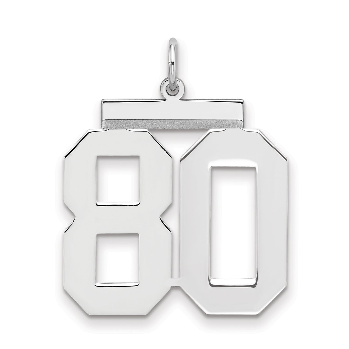 Sterling Silver/Rhodium-plated Polished Number 80 Charm