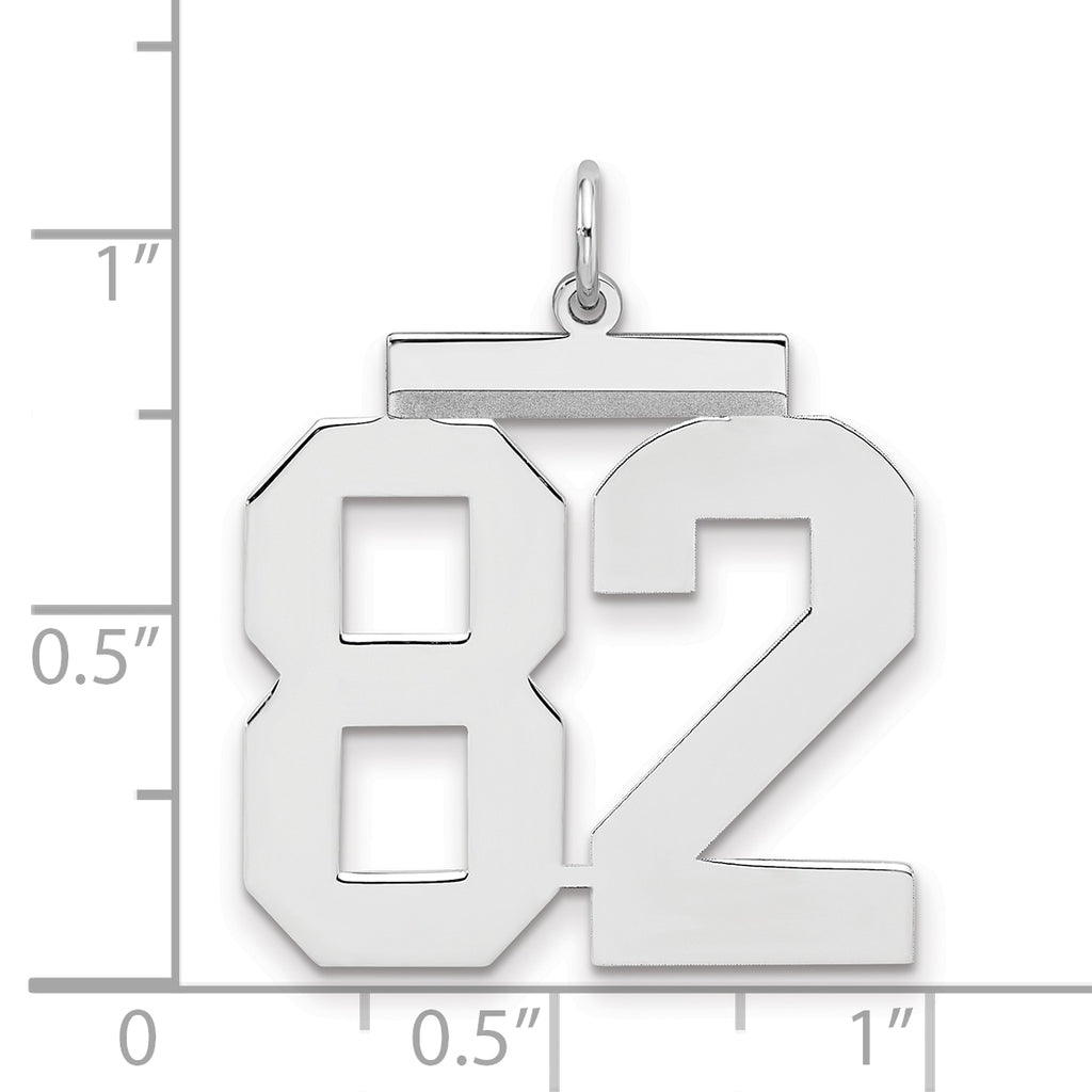 Sterling Silver/Rhodium-plated Polished Number 82 Charm