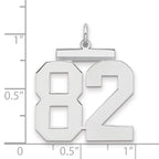 Sterling Silver/Rhodium-plated Polished Number 82 Charm