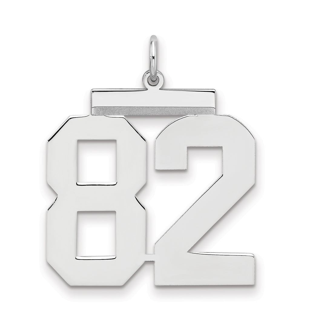 Sterling Silver/Rhodium-plated Polished Number 82 Charm