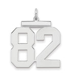 Sterling Silver/Rhodium-plated Polished Number 82 Charm