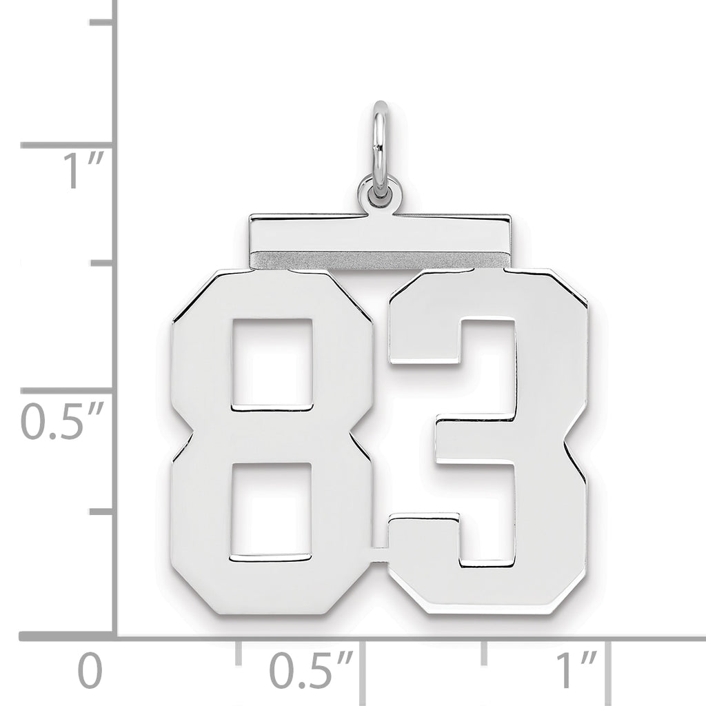 Sterling Silver/Rhodium-plated Polished Number 83 Charm