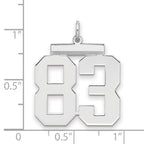 Sterling Silver/Rhodium-plated Polished Number 83 Charm