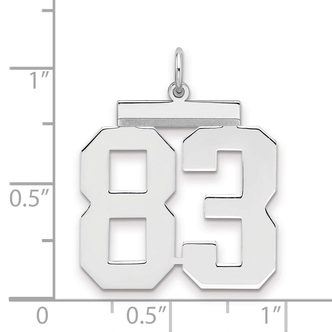 Sterling Silver/Rhodium-plated Polished Number 83 Charm