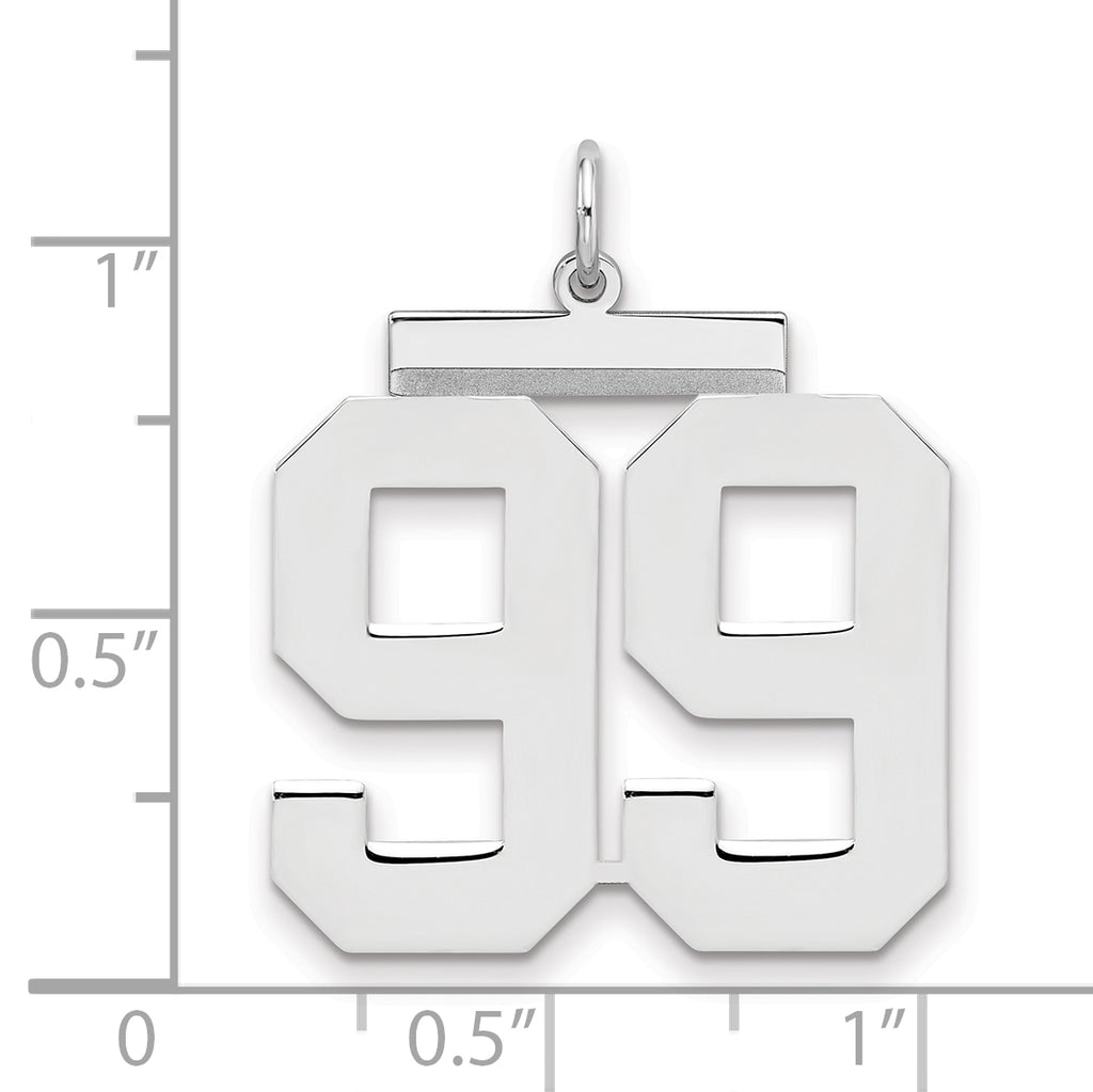 Sterling Silver/Rhodium-plated Polished Number 99 Charm