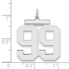 Sterling Silver/Rhodium-plated Polished Number 99 Charm