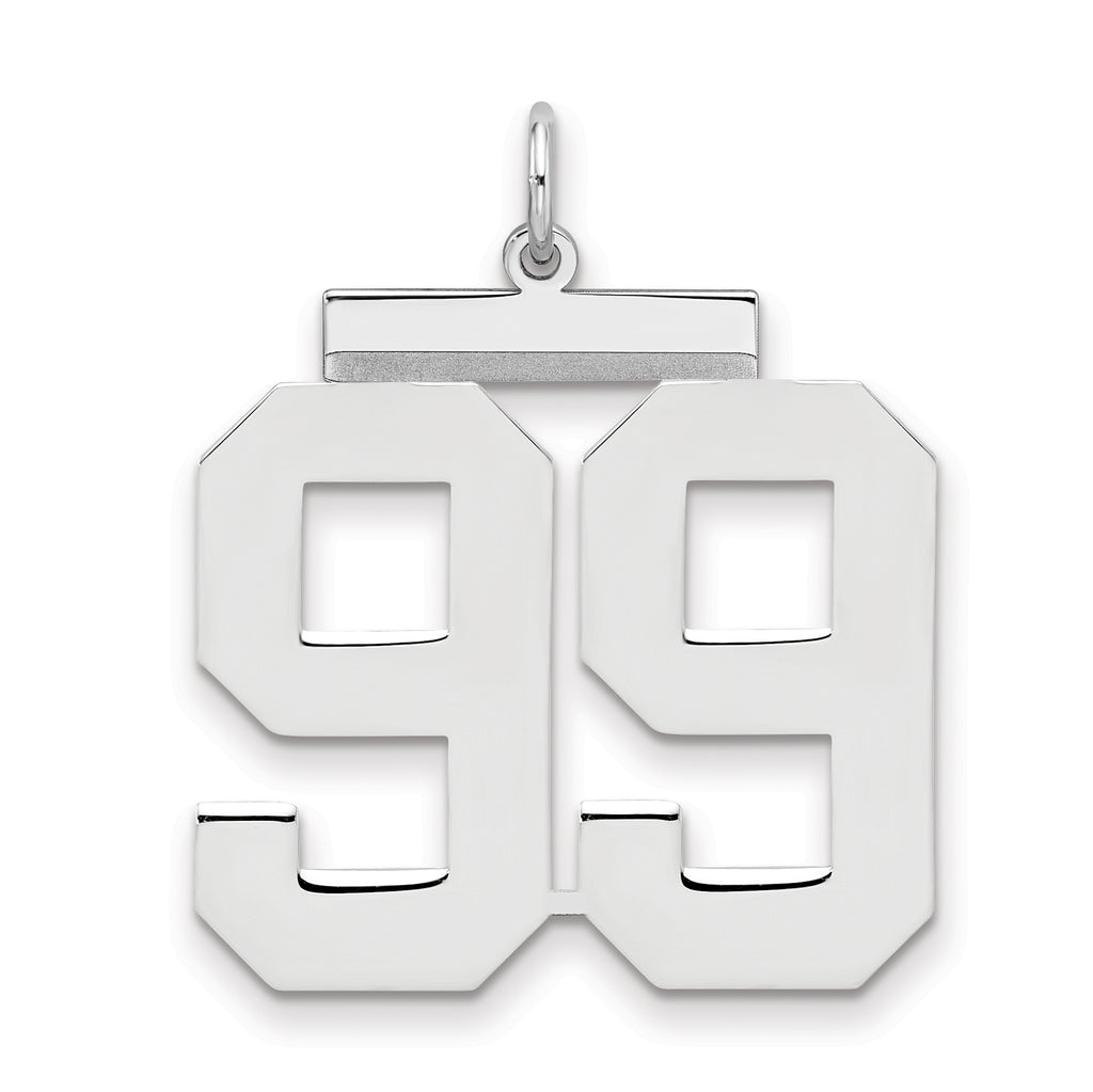 Sterling Silver/Rhodium-plated Polished Number 99 Charm