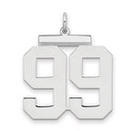 Sterling Silver/Rhodium-plated Polished Number 99 Charm