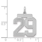Number 29 Charm in Sterling Silver, 22mm Satin & Polished - Sophia Jewelers