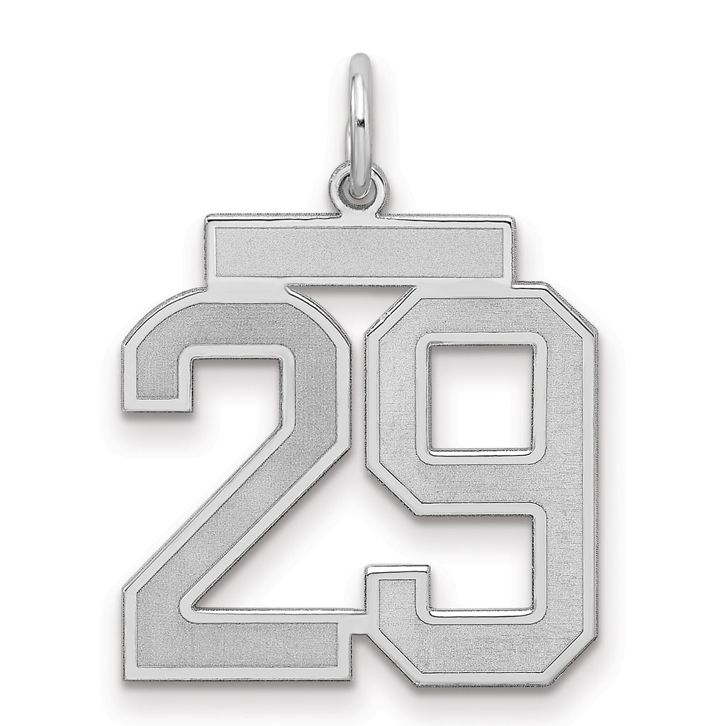 Number 29 Charm in Sterling Silver, 22mm Satin & Polished - Sophia Jewelers