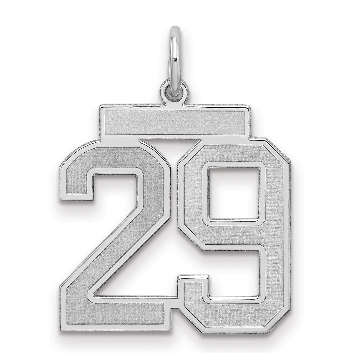 Number 29 Charm in Sterling Silver, 22mm Satin & Polished - Sophia Jewelers