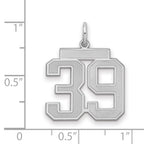 Sterling Silver/Rhodium-plated Satin Number 39 Charm