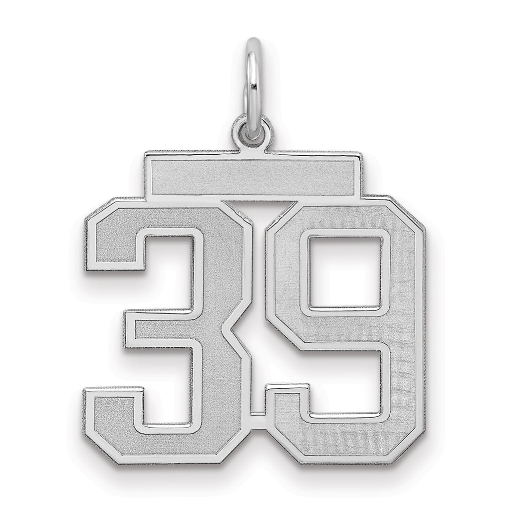 Sterling Silver/Rhodium-plated Satin Number 39 Charm