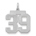 Sterling Silver/Rhodium-plated Satin Number 39 Charm