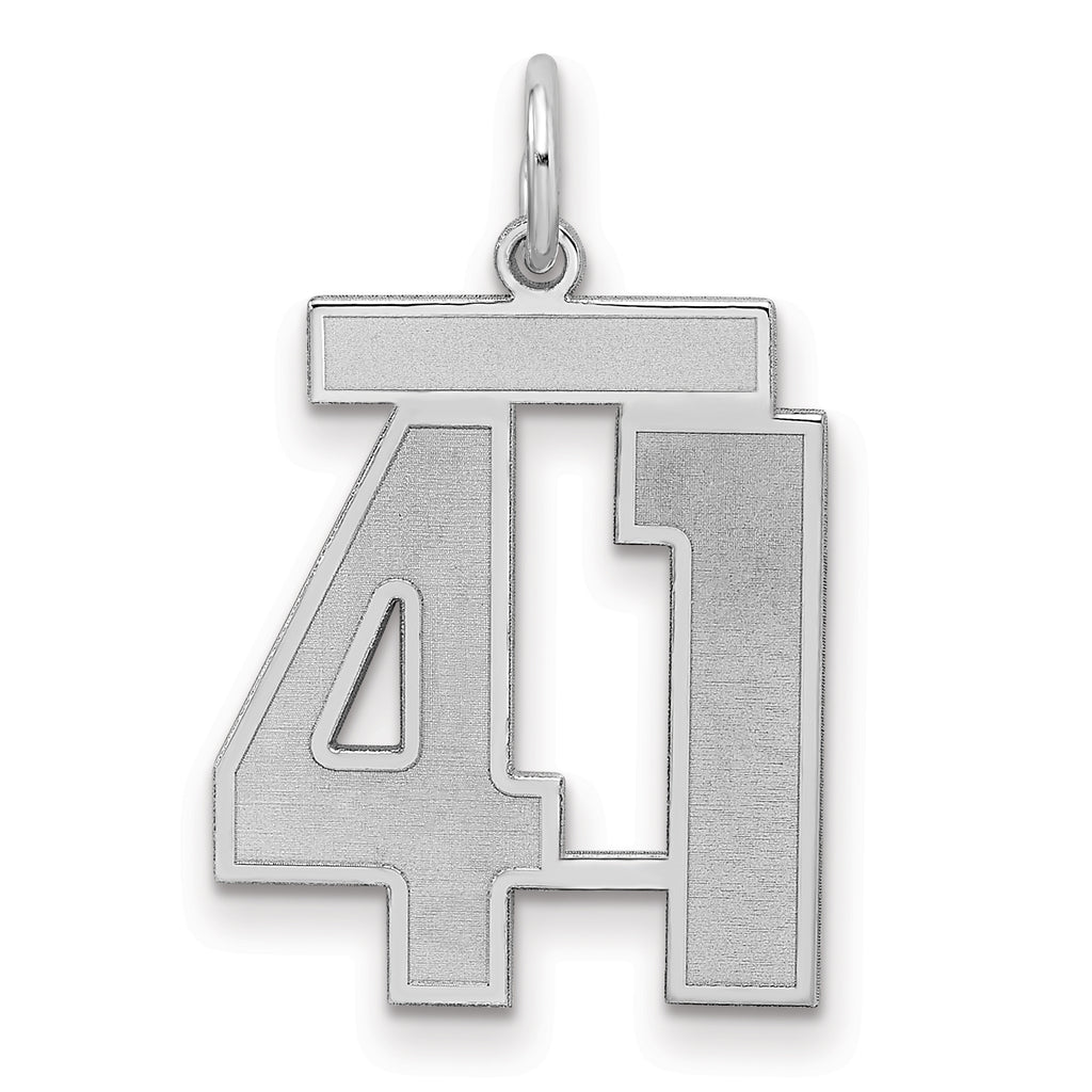 Sterling Silver/Rhodium-plated Satin Number 41 Charm