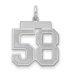 Sterling Silver/Rhodium-plated Satin Number 58 Charm