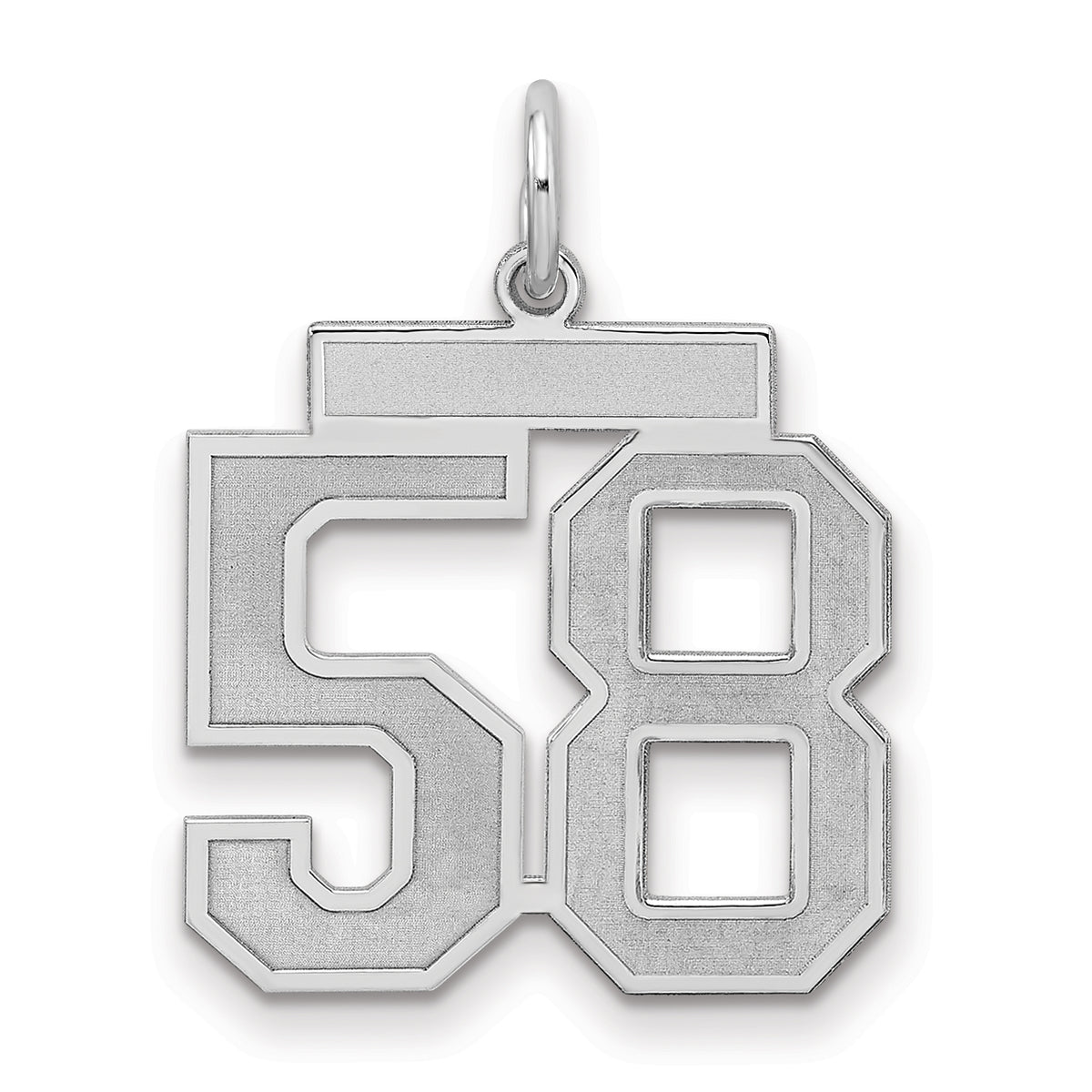 Sterling Silver/Rhodium-plated Satin Number 58 Charm