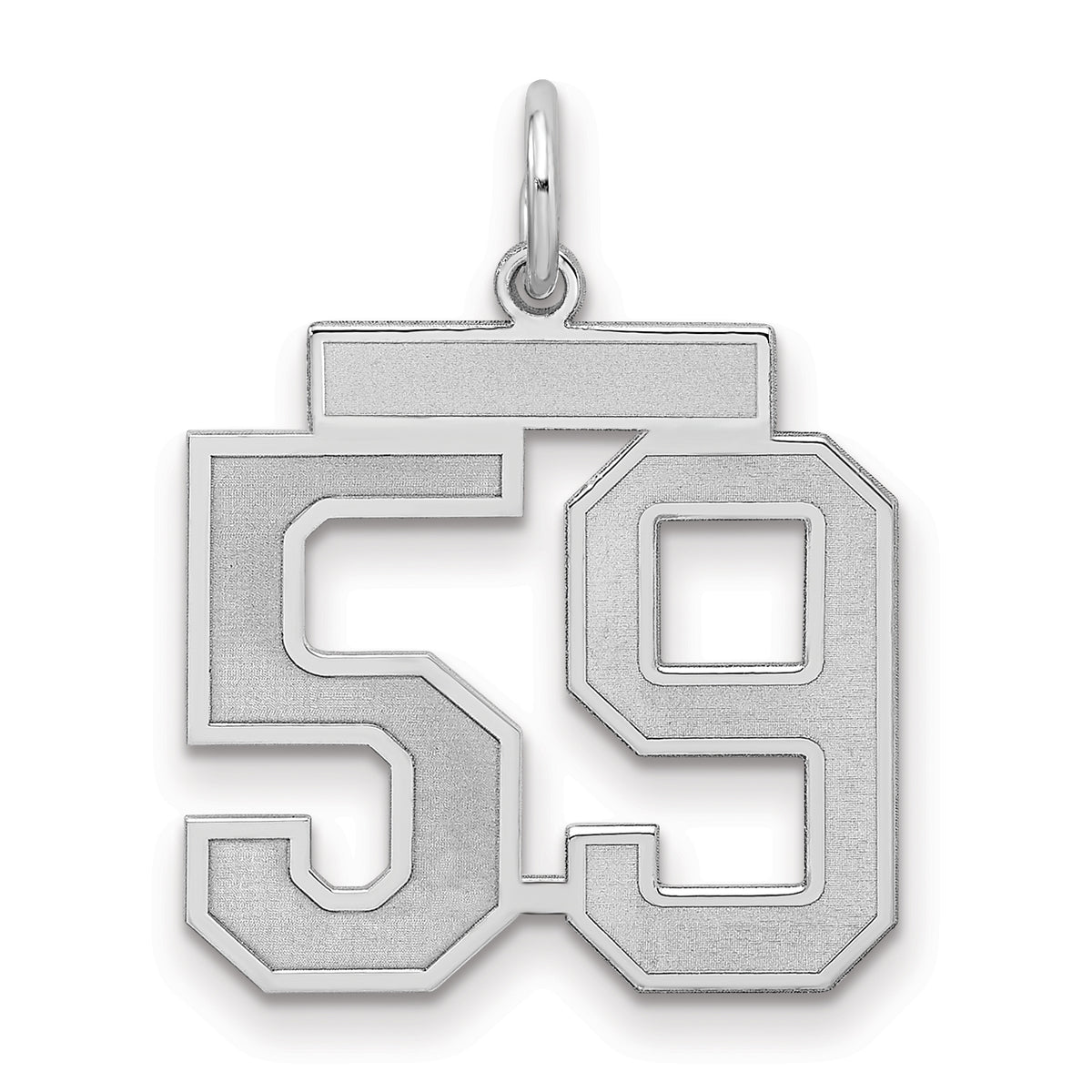 Sterling Silver/Rhodium-plated Satin Number 59 Charm