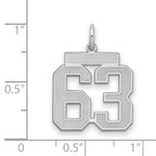 Sterling Silver/Rhodium-plated Satin Number 63 Charm