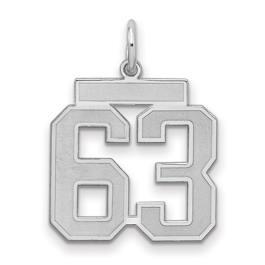 Sterling Silver/Rhodium-plated Satin Number 63 Charm