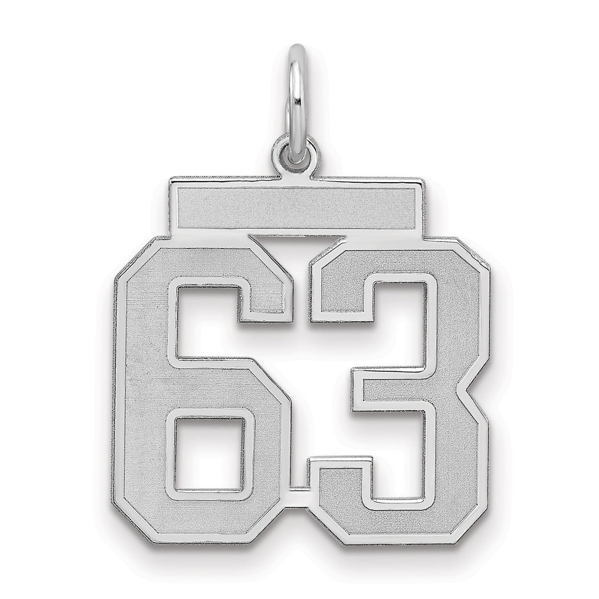 Sterling Silver/Rhodium-plated Satin Number 63 Charm