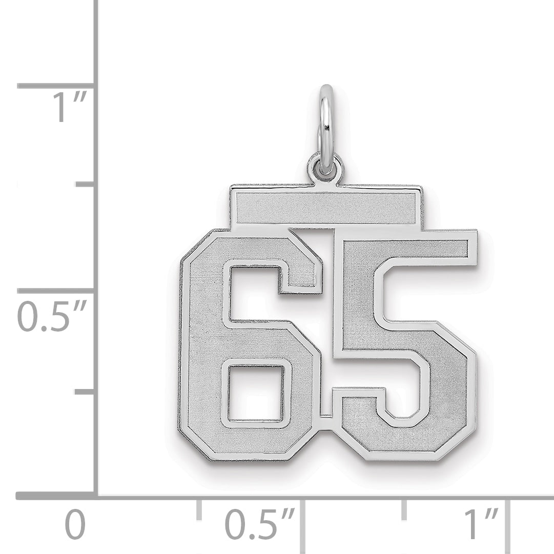 Sterling Silver/Rhodium-plated Satin Number 65 Charm