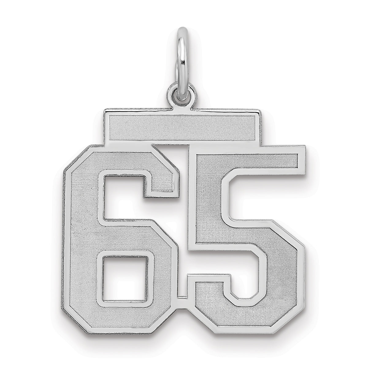 Sterling Silver/Rhodium-plated Satin Number 65 Charm