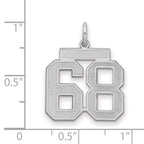 Number 68 Charm in Sterling Silver, 22mm Satin & Polished - Sophia Jewelers