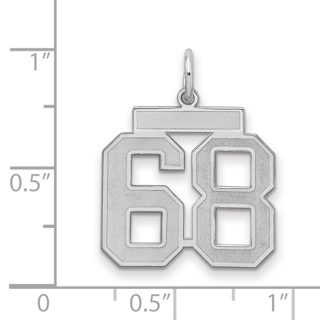 Number 68 Charm in Sterling Silver, 22mm Satin & Polished - Sophia Jewelers
